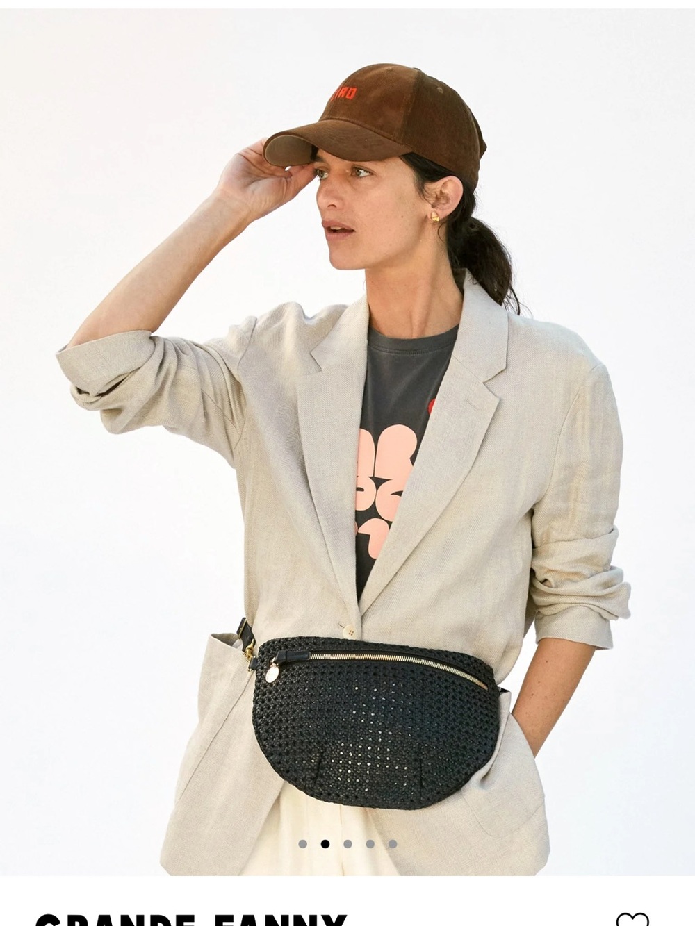 Clare V Grande Fanny Black Woven Crossbody with Gold Hardware - Picture 2 of 6
